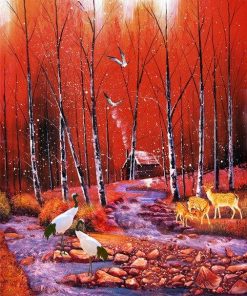 Green Forest Scene Paint By Numbers