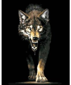 Gray Wolf Growling Paint By Numbers
