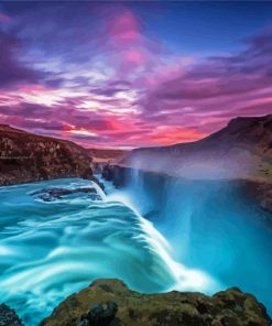 Gullfoss Iceland Sunset Paint By Numbers