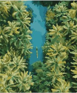 Coconut Tree River View Paint By Numbers