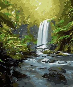 Peaceful Nature Waterfall Paint By Numbers