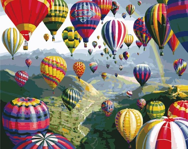 Colorful Hot Air Balloon Adventure Paint By Numbers