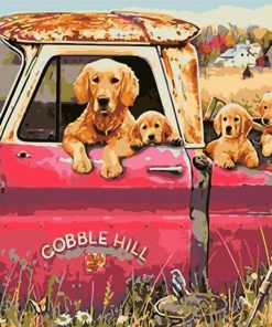 Red Truck Dogs Paint By Numbers