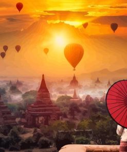 Beautiful Myanmar Sunrise Landscape Paint By Numbers