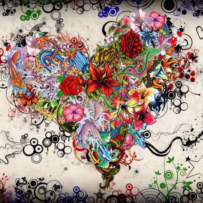 Floral Heart Abstract Paint By Numbers