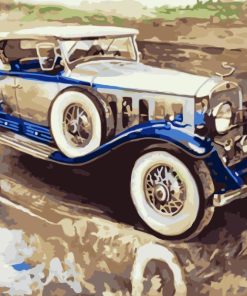 Antique Blue Car Engine Paint By Numbers