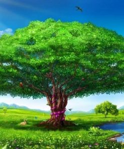 Big Green Tree Nature Paint By Numbers