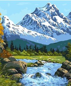 Snowy Mountain Landscape Paint By Numbers