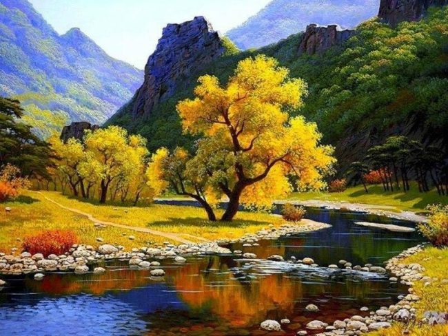 Mountain Lake Landscape Paint By Numbers