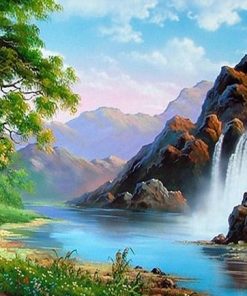 Serene Waterfall Nature Paint By Numbers
