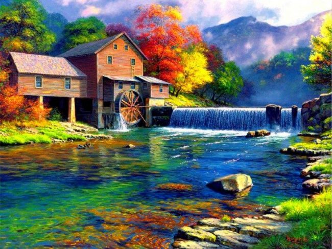 Idyllic River Landscape Paint By Numbers