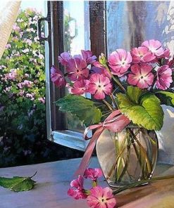 Pink Flower Vase Paint By Numbers
