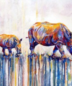 Colorful Rhino Splatter Paint By Numbers