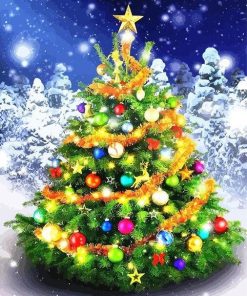 Christmas Tree Lights Nature Paint By Numbers