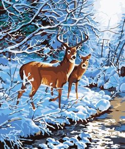 Winter Deer Scene Paint By Numbers