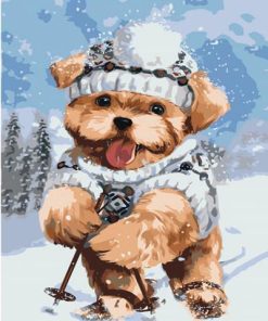 Dog Skiing Winter Fun Paint By Numbers