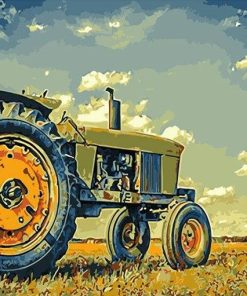 Vintage Tractor Landscape Paint By Numbers