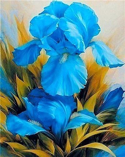 Finalizing Spring Blue Flower Paint By Numbers Artwork