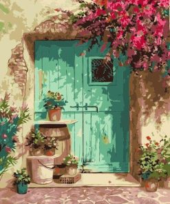 Blue Door Flowers Paint By Numbers