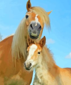 Haflinger Mare and Foal Paint By Numbers