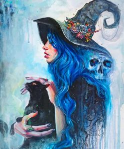 Halloween Witch and Black Cat Paint By Numbers