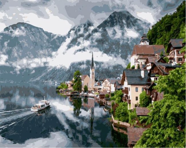 Hallstatt Winter Landscape Paint By Numbers