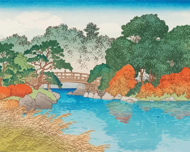Finalizing Hasui Kawase Autumn Garden Artwork