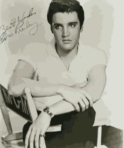 Young Elvis Presley Black and White Paint By Numbers