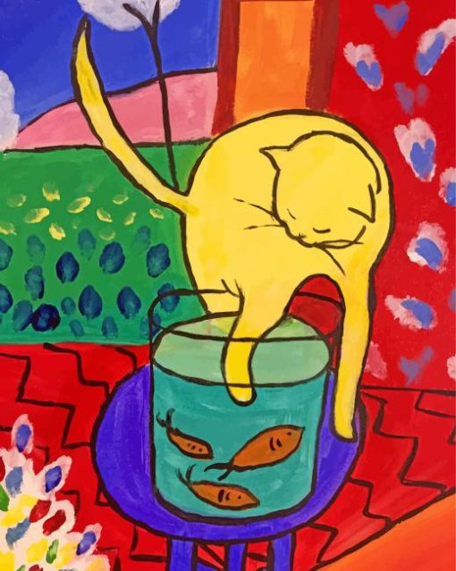 Henry-Matiss-Cat-with-red-fish-paint-by-numbers