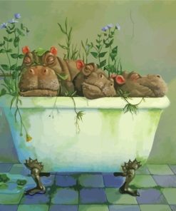 Hippo in Bathtub Paint By Numbers