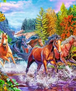 Majestic River Horses Paint By Numbers