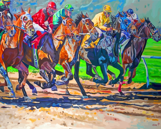 Finalized Horse Racing Themed Painting