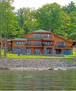 Scenic Sebago Lake House Paint By Numbers