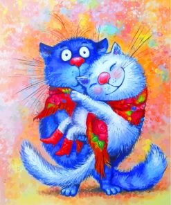 Blue Cats Hugging Paint By Numbers