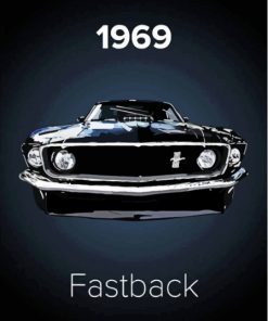 1969 Ford Mustang Fastback Illustration Paint By Numbers