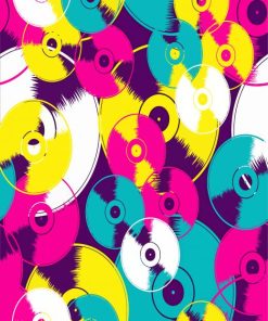 Neon Vinyl Records Illustration Paint By Numbers