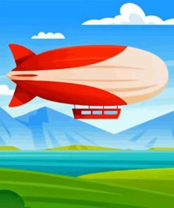 Illustration Zeppelin Airship Paint By Numbers