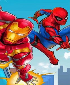Iron Man and Spider Man Heroes Paint By Numbers
