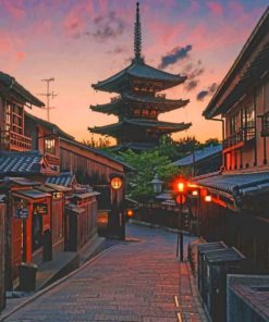 Kyoto Yasaka Pagoda Scene Paint By Numbers