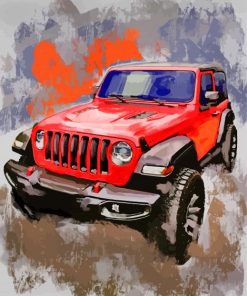Red Jeep Wrangler Paint By Numbers