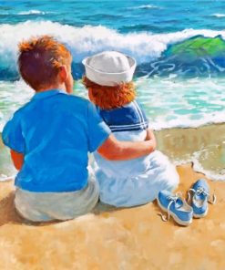 Children Playing Beach Scene Paint By Numbers