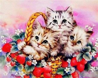 Kittens in a Cozy Basket Paint By Numbers