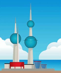 Kuwait Towers Scenic Art Paint By Numbers