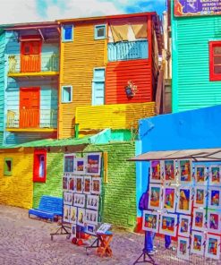 La Boca Argentina Colorful Street Paint By Numbers