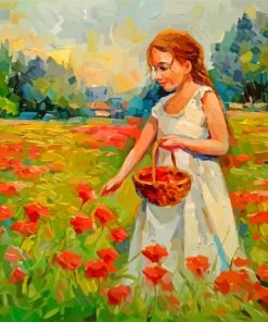 Lady in Poppy Field Paint By Numbers