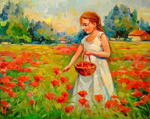 Lady-in-poppy-field-abstract-paint-by-number
