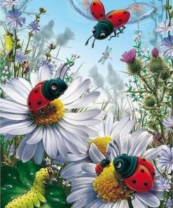 Lively Ladybugs and Flowers Paint By Numbers
