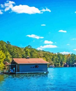Lake Burton Boathouse Landscape Paint By Numbers