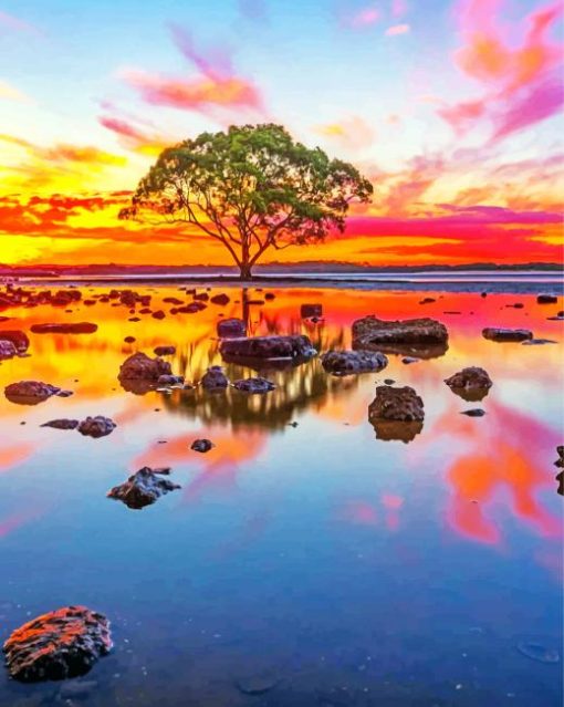 Lake-Tree-At-Sunset-paint-by-number
