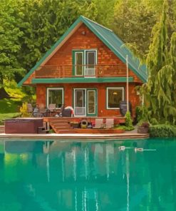 Lakeside Forest Cabin Paint By Numbers